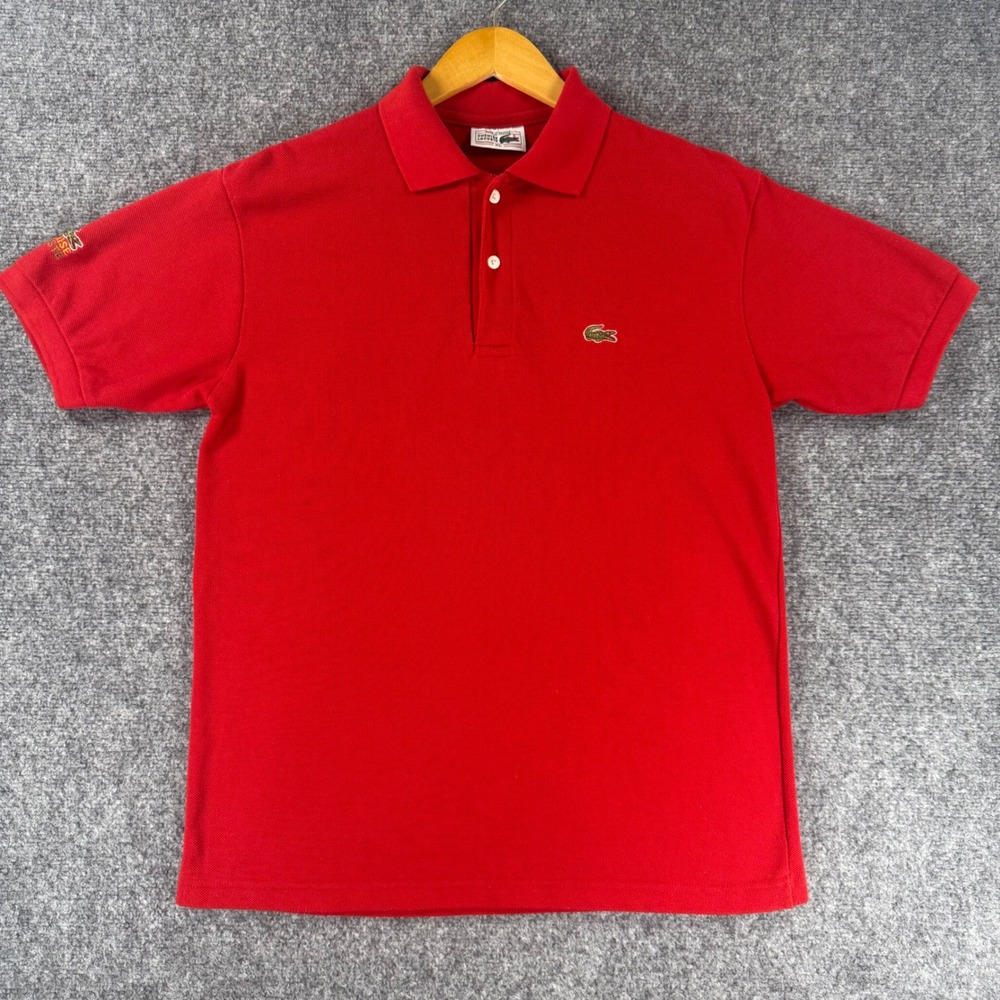 Lacoste Chemise Vintage Polo Shirt Mens XL Red Cotton Pique Short Sleeve France - Picture 2 of 7